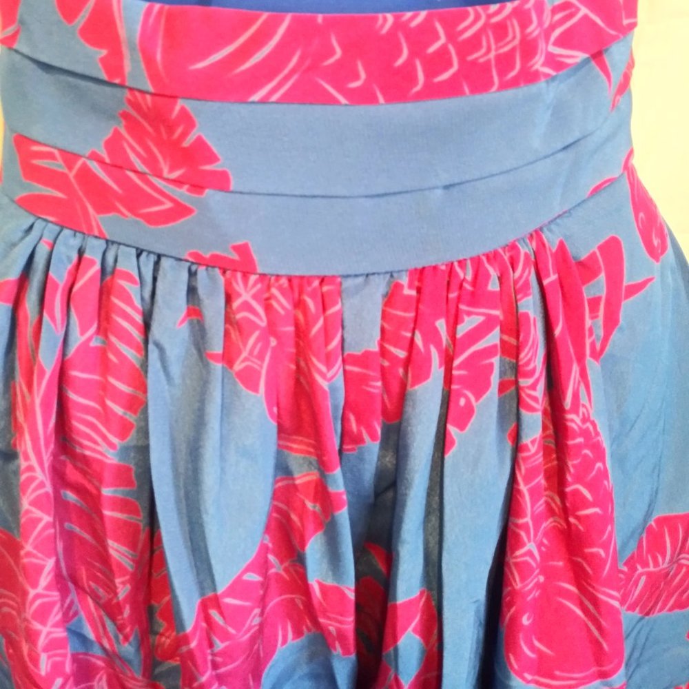 Blue & Pink Tropical Print Vintage Wide-Leg Shorts by Diane Gilman for Cabal - Picture 8 of 9